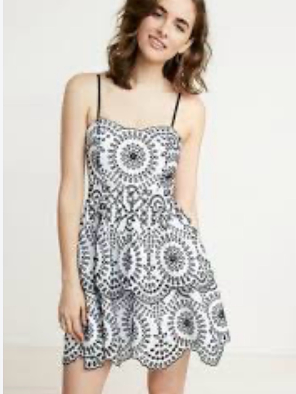 NEW Express White Sundress with Black Eyelet Floral Embroidery NWT Size 4